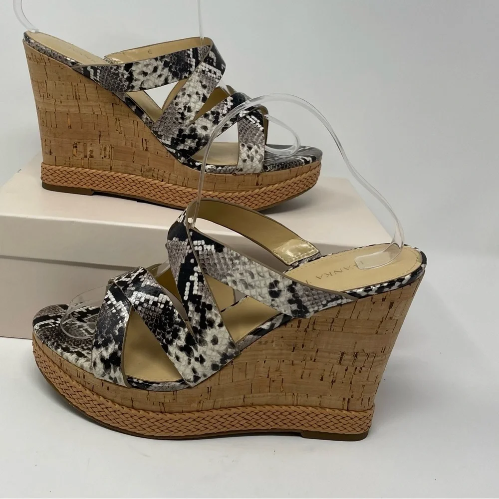 Ivanka Trump | Faux Snake Skin Open Toe Wedge Womens Size